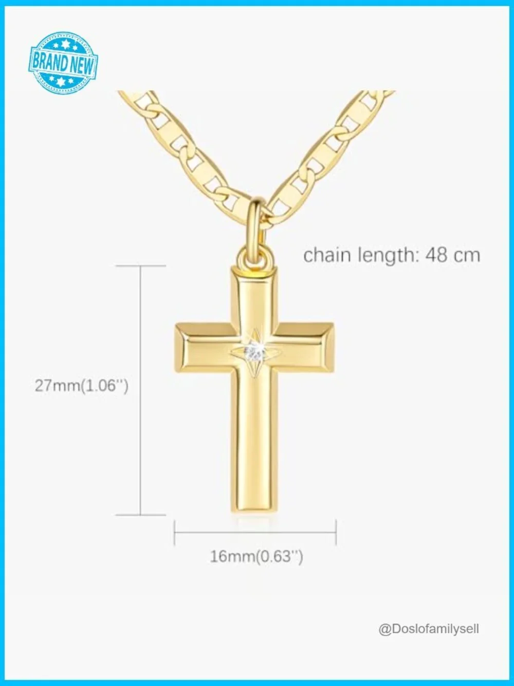 14k Gold Cross Pendant Necklace Minimalist Dainty Chain CZ Stone Gift